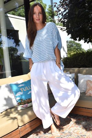 Below Deck Cheesecloth Stripe Tee Denim